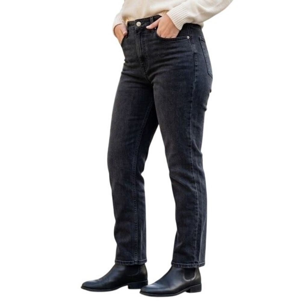 Everlane The Curvy Cheeky Jean High Rise Straight Leg Washed Black Denim 28R NEW